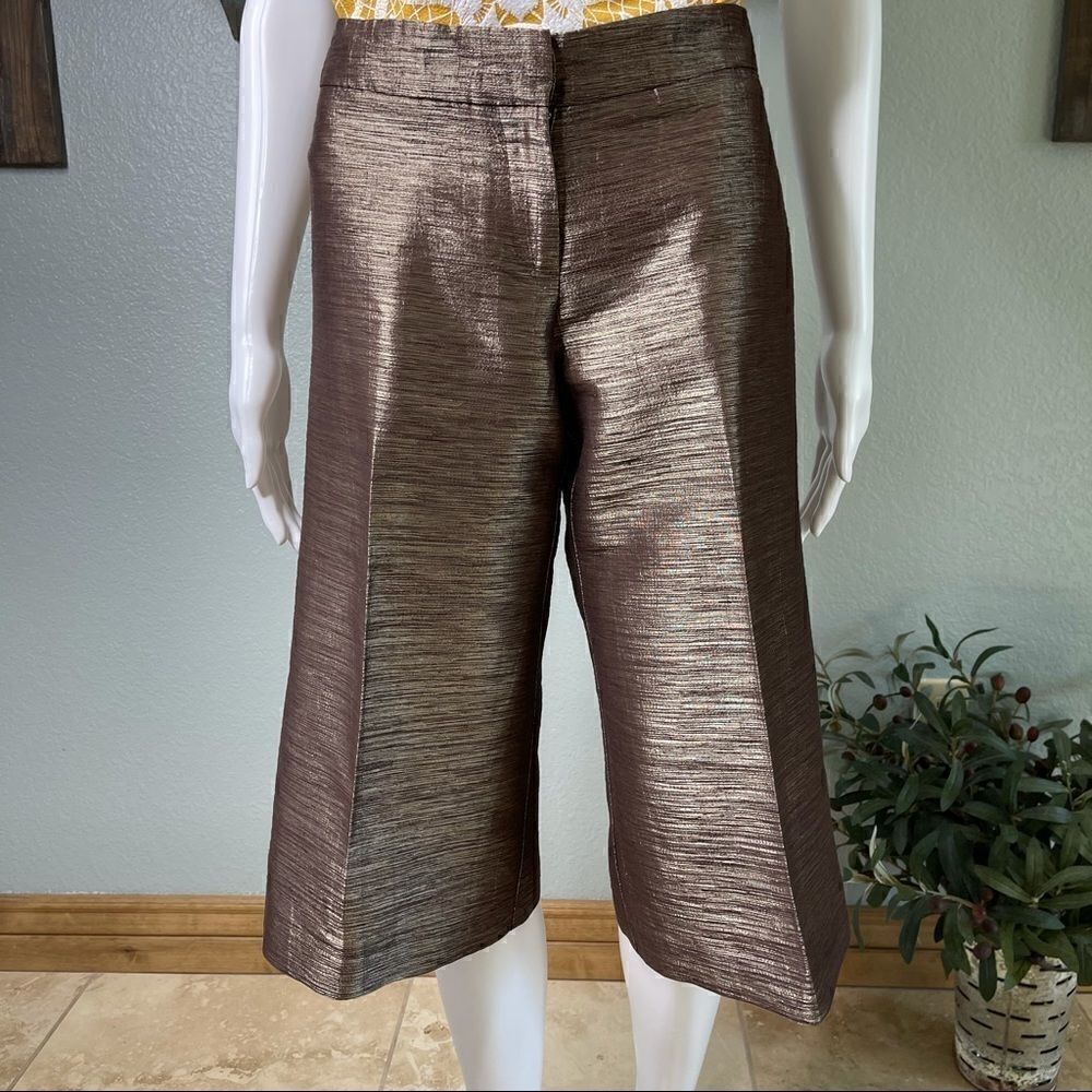 Cache Textured Bronze Capris Gaucho Pants Size 4 - Picture 12 of 12